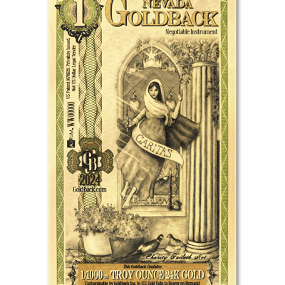 Nevada 1 Goldbacks Gold Polymer Note Valaurum .999