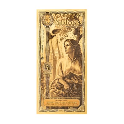 Utah 5 Goldbacks 2026 Alpha Gold Polymer Note