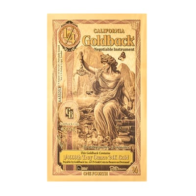  California 1/4 Goldbacks 2026 Gold Polymer Note