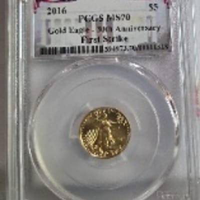 2016  $5  PCGS MS70  Gold Eagle - 30th Anniversary