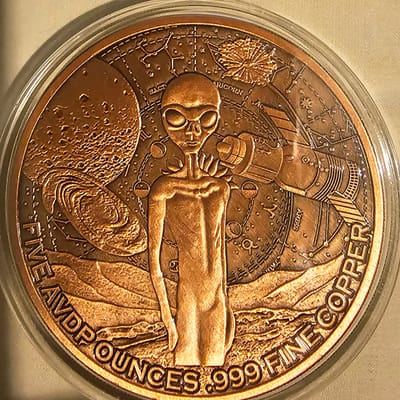 5 oz Copper Alien Round - additional view