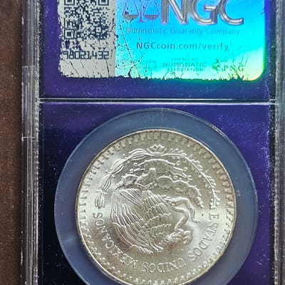 1985-Mo Mexico 1 Onza Silver Libertad NGC MS66 .999 Plata Pura 1oz Coin - additional view