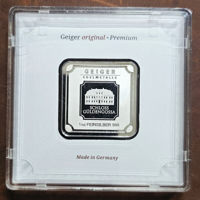 1 oz Silver Geiger Bar in Assay