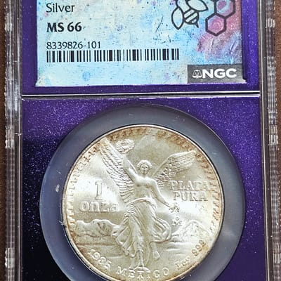 1985-Mo Mexico 1 Onza Silver Libertad NGC MS66 .999 Plata Pura 1oz Coin