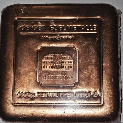 "2"-1 KILO GEIGER CAST COPPER BARS-FREE SHIPPING!!