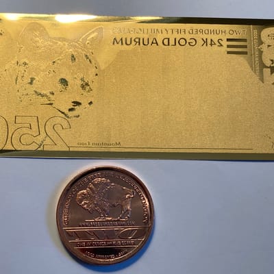 250 mg Aurum "goldback"  Gold Note 1/4 gram+ Cu - additional view