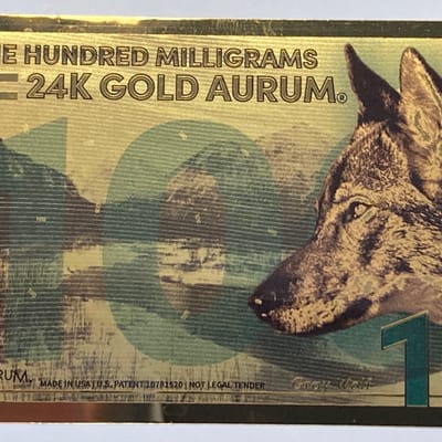 100 mg Aurum "goldback"  Gold Note 1/10th gram