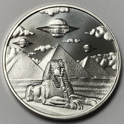 1 ozt .999 Silver UFOs Over The Pyramids Round