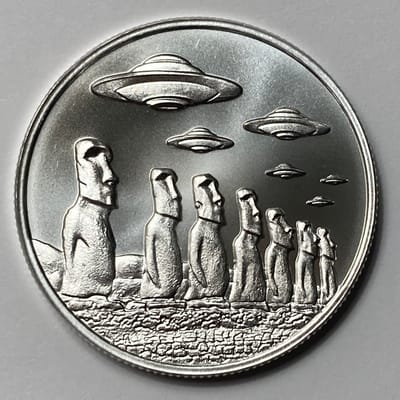 1 ozt .999 Silver UFOs Over Easter Island Round