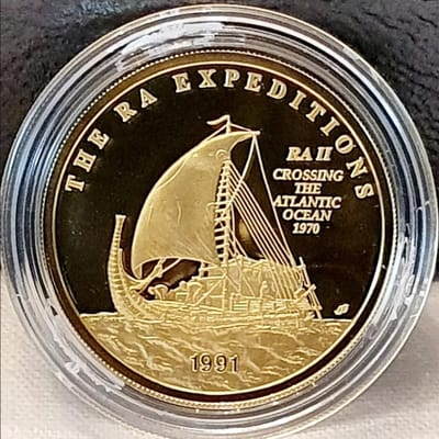 Gold 7.5 gram 100 Tala Ra II and 2 Silver coins - additional view