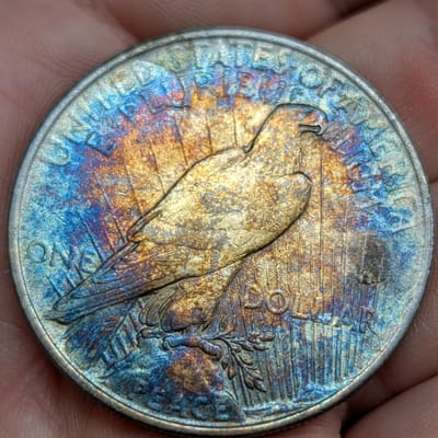Toned American peace dollar 1922