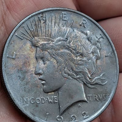Toned American peace dollar 1922 - additional view