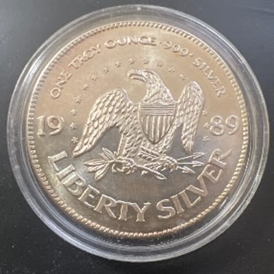 Vintage Toned 1989 Liberty Silver - additional view