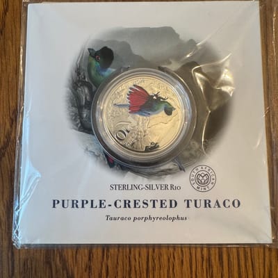 Purple-Crested Turaco 1oz .925 Sterling Silver 