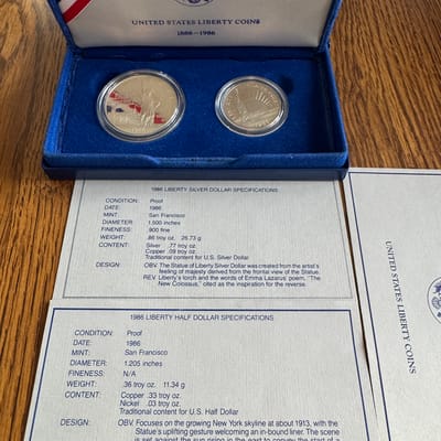 1986 liberty silver commemorative set - additional view