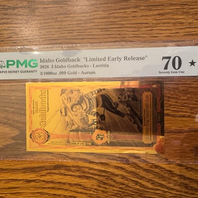 2026 Idaho 3 Goldback PMG 70 Star
