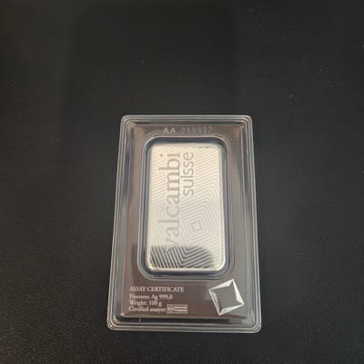 100 Gram Valcambi Suisse .999 Fine Silver Bar - additional view