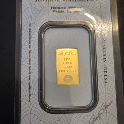 ​5g Gold Bar - Sunshine Mint Marilyn Monroe - additional view