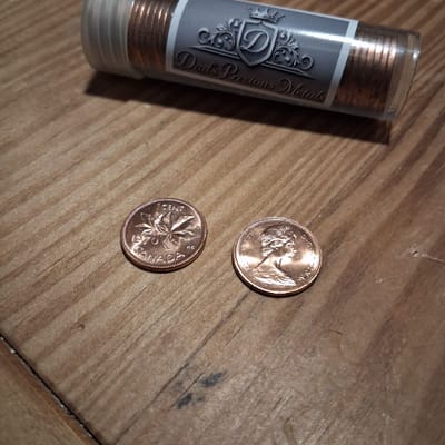 Roll of 1970 Canadian Pennies - additional view