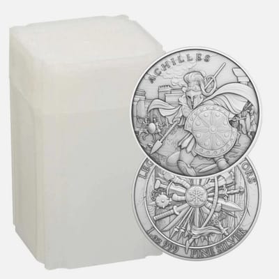 1 Troy oz Achilles Design .999 Fine Silver Round