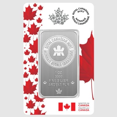 1 Oz Royal Canadian Mint Silver Bar - In Assay