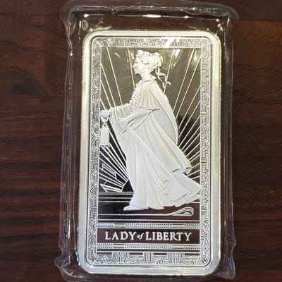 10 oz PAMP Lady Liberty Silver Mint Sealed Bar