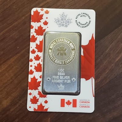 1 Oz Royal Canadian Mint Silver Bar - In Assay - additional view