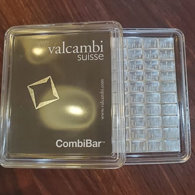100X1 100 gram Valcambi Silver Combi Bar In assay