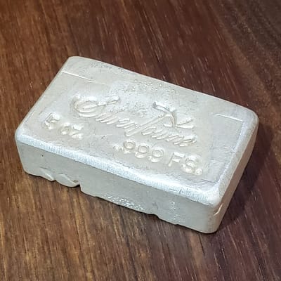 Vintage 5 oz Poured Silvertowne Silver Bar - additional view