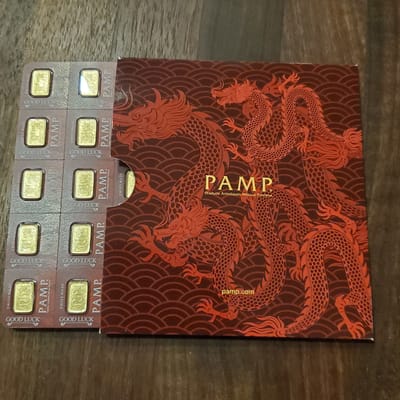 1 gram PAMP gold Dragon bar in assay