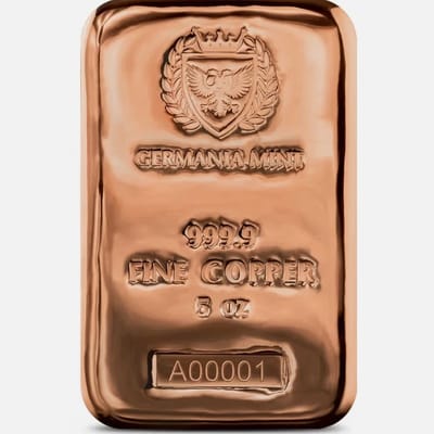 5 oz Germania Mint Copper Bar - additional view