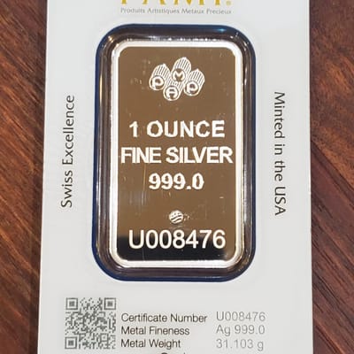 One Ounce PAMP Silver in Assay - NEW - additional view