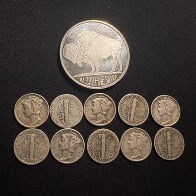 Mini Silver Stack Bundle - Spot Round + 90% Dimes - additional view