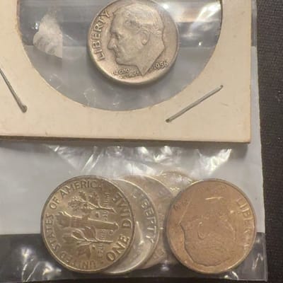 Lot of 6 - 90% Silver Roosevelt Dimes