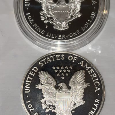 Two US Proof American Silver Eagles 2000P & 2005W - additional view