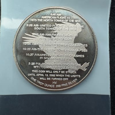 9/11 Tribute in Light 1 oz Silver Round - additional view