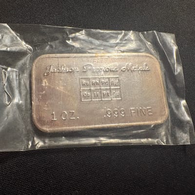 Vintage Jackson Precious Metals 1 oz Silver Bar - additional view