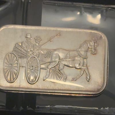 Vintage SilverTowne Horse & Buggy 1 oz Silver Bar