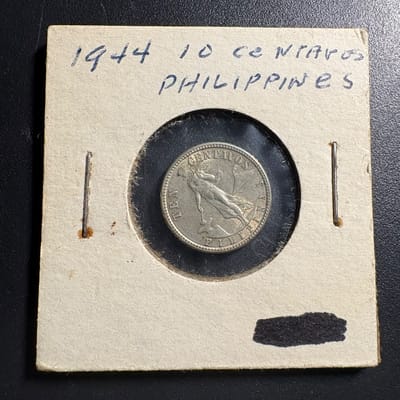1944-D US Philippines 10 Centavos Silver Coin