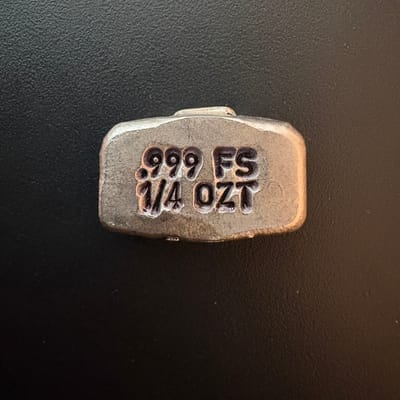 Mutiny Metals 1/4 oz Poured Silver Bottle Bar - additional view