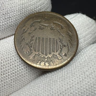 VALUE $$ 1864 Two Cent Piece - Small Motto Brown