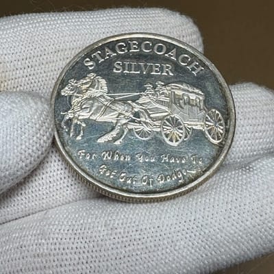 RARE Stagecoach Silver Round Sealed Divisible 4x¼  - additional view
