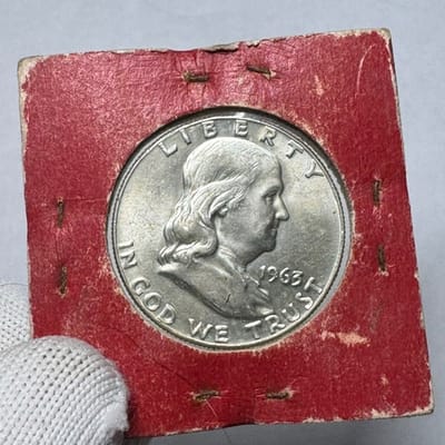 MELT - 1963 Franklin Half Dollar in vintage flip