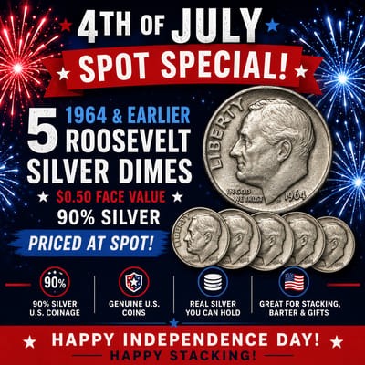 🇺🇸 4th Special!🇺🇸 SPOT $0.50 Face 90% Dimes