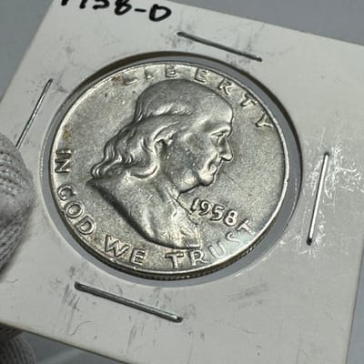 MELT - 1958D Franklin Half Dollar in a 2x2 flip