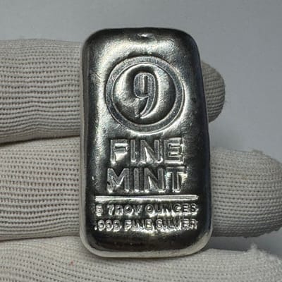 9Fine Mint 5 ounce .999 silver poured bar