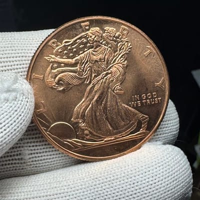 Copper Walking Liberty w/ Eagle Reverse Round BU