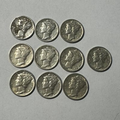 $1 Face Mercury Dimes with 1934D Semi Key Date