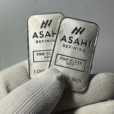 Lot of TWO (2) Asahi Refining 1 oz Silver Bars