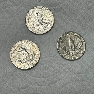 BELOW MELT Three Nice 1964 Junk 90% Quarters - additional view